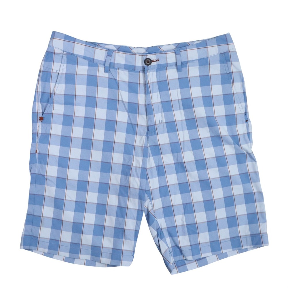 Tommy Bahama Boracay Shorts Mens 32 Blue Check Modern‎ Golf Stretch Performance